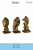 Evene Biblo Dekoratif Obje Heykel Üç Maymun Biblo Dekoratif Süs Eşyası Altın Eskitme Renk Model 31 thumbnail 3