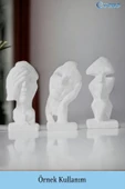 Evene Biblo Dekoratif Obje Heykel Üç Maymun Biblo Dekoratif Süs Eşyası Beyaz Model 31 thumbnail 2
