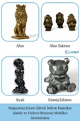 Evene Biblo Dekoratif Obje Heykel Üç Maymun Biblo Dekoratif Süs Eşyası Altın Renk Model 30 - 7