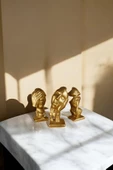 Evene Biblo Dekoratif Obje Heykel Üç Maymun Biblo Dekoratif Süs Eşyası Altın Renk Model 31 thumbnail 1