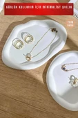 tambana Beyaz Sunumluk Takı Tabağı Dekoratif Tepsi Obje Seti 2 Parça Model 1002 thumbnail 2