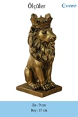 Evene Biblo Dekoratif Obje Heykel Taçlı Aslan Biblo Dekoratif Süs Eşyası Altın Eskitme Renk Model 34 thumbnail 3