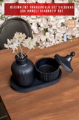 tambana Siyah Sunumluk Takı Tabağı Dekoratif Tepsi Obje Seti 3 Parça Model 1001 thumbnail 2