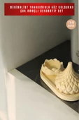tambana Bej Sunumluk Takı Tabağı Dekoratif Tepsi Obje Seti 3 Parça Model 1029 - 2