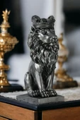 Rugad Biblo Dekoratif Heykel Taçlı Aslan Biblosu Gümüş Eskitme Model 34 thumbnail 1