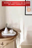 tambana Beyaz Sunumluk Takı Tabağı Dekoratif Tepsi Obje Seti 3 Parça Model 1045 thumbnail 2