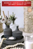 tambana Koyuı Gri Sunumluk Takı Tabağı Dekoratif Tepsi Obje Seti 4 Parça Model 1032 thumbnail 2