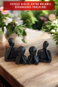 tambana 4’lü Siyah Heykel Biblo Seti Dekoratif Süs Eşyası Dekoratif Masa Süsü Model 2 thumbnail 4