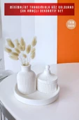 tambana Beyaz Sunumluk Takı Tabağı Dekoratif Tepsi Obje Seti 3 Parça Model 1001 thumbnail 2