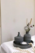 tambana Koyuı Gri Sunumluk Takı Tabağı Dekoratif Tepsi Obje Seti 4 Parça Model 1032 thumbnail 1