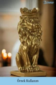 Evene Biblo Dekoratif Obje Heykel Taçlı Aslan Biblo Dekoratif Süs Eşyası Altın Renk Model 34 thumbnail 2