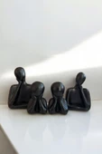 tambana 4’lü Siyah Heykel Biblo Seti Dekoratif Süs Eşyası Dekoratif Masa Süsü Model 2 thumbnail 1