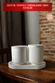 tambana Beyaz Sunumluk Takı Tabağı Dekoratif Tepsi Obje Seti 3 Parça Model 1017 thumbnail 4