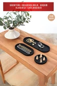 tambana Siyah Sunumluk Takı Tabağı Dekoratif Tepsi Obje Seti 3 Parça Model 1001 thumbnail 2