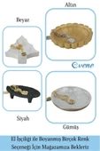 Evene Dekoratif Kase Gümüş Renk Takı Kutusu Yüzük Kolye Kutusu Mum Tabağı Takı Organizer Dörtgen Model - 5