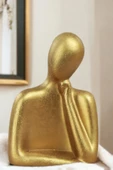 Rugad Biblo Heykel Düşünen Insan Silüeti Orta Boy Altın Model 12 thumbnail 1