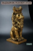 Rugad Biblo Dekoratif Heykel Taçlı Aslan Biblosu Altın Eskitme Model 34 thumbnail 3