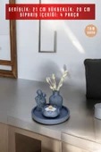 tambana Gri Sunumluk Takı Tabağı Dekoratif Tepsi Obje Seti 4 Parça Model 1056 thumbnail 3
