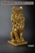 Rugad Biblo Dekoratif Heykel Taçlı Aslan Biblosu Altın Model 34 - 3