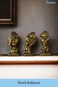 Evene Biblo Dekoratif Obje Heykel Üç Maymun Biblo Dekoratif Süs Eşyası Altın Eskitme Renk Model 31 thumbnail 2