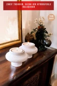 tambana Dekoratif Mumluk Set Şamdan El Yapımı Beyaz Model 44 - 4
