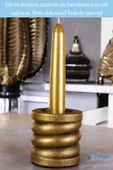 Evene Altın Eskitme Mumluk Şamdan Tealight Ve Ince Mum Uyumlu Spiral Model thumbnail 3