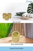 Evene Dekoratif Mumluk Tealight Mumluk Şamdan Mumluk 3 Lü Şamdan Model 30 - 5