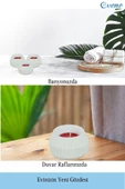 Evene Beyaz Mumluk Şamdan Tealight Mum Uyumlu Çizgili Model - 5