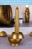 Evene Altın Mumluk Şamdan Tealight Ve Ince Mum Uyumlu Kesik Model - 3
