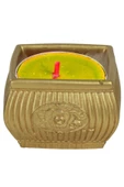Evene Altın Mumluk Şamdan Tealight Mum Uyumlu Mini Çizgili Çiçekli Model - 1