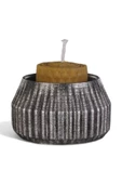Evene Gümüş Eskitme Mumluk Şamdan Tealight Mum Uyumlu Çizgili Model - 1