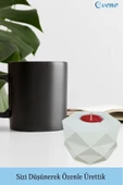 Evene Beyaz Mumluk Şamdan Tealight Ve Ince Mum Uyumlu Prizma Model thumbnail 5