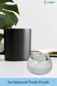 Evene Gümüş Mumluk Şamdan Tealight Mum Uyumlu Çizgili Model thumbnail 5