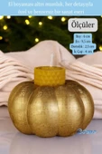 Evene Altın Mumluk Şamdan Tealight Ve Ince Mum Uyumlu Kabak Model - 2