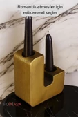 Fonnava Şamdan Mumluk Dekoratif Mumluk Tealight Mumluk Altın Eskitme Renk Model 12 - 4