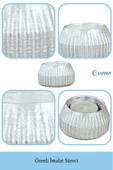 Evene Gümüş Mumluk Şamdan Tealight Mum Uyumlu Çizgili Model thumbnail 7
