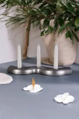 Fonnava Şamdan Mumluk Dekoratif Mumluk Tealight Mumluk Gümüş Eskitme Renk Model 14 - 1