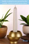 Evene Altın Mumluk Şamdan Tealight Ve Ince Mum Uyumlu Kesik Model - 4