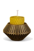 Evene Altın Eskitme Mumluk Şamdan Tealight Mum Uyumlu Elmas Çizgili Model - 1