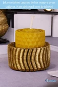 Evene Mumluk Şamdan Tealight Mum Uyumlu Altın Renktekerlek Model - 3