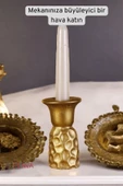 Fonnava Şamdan Mumluk Dekoratif Mumluk Tealight Mumluk Altın Renk Model 44 thumbnail 2