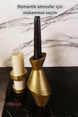 Fonnava Şamdan Mumluk Dekoratif Mumluk Tealight Mumluk Altın Eskitme Renk Model 22 - 4