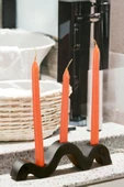Fonnava Şamdan Mumluk Dekoratif Mumluk Tealight Mumluk Model 13 Siyah Renk - 3