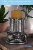 Evene Gümüş Eskitme Mumluk Şamdan Tealight Mum Uyumlu Tarihi Sütun Model - 4