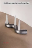 Fonnava Şamdan Mumluk Dekoratif Mumluk Tealight Mumluk Gümüş Eskitme Renk Model 14 - 5