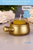 Evene Altın Mumluk Şamdan Tealight Mum Uyumlu Mini Tava Model - 2