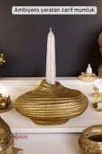 Fonnava Şamdan Mumluk Dekoratif Mumluk Tealight Mumluk Altın Renk Model 42 thumbnail 4