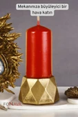 Fonnava Şamdan Mumluk Dekoratif Mumluk Tealight Mumluk Altın Eskitme Renk Model 35 - 2