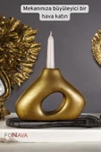 Fonnava Şamdan Mumluk Dekoratif Mumluk Tealight Mumluk Altın Eskitme Renk Model 46 - 2