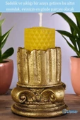 Evene Altın Eskitme Mumluk Şamdan Tealight Mum Uyumlu Tarihi Sütun Model - 4